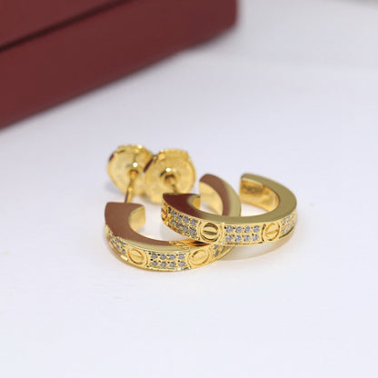 [⭐JeweliWhal]LOVE 5.5MM DIAMOND PAVED EARRINGS