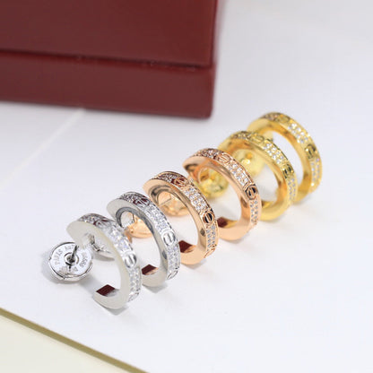 [⭐JeweliWhal]LOVE 5.5MM DIAMOND PAVED EARRINGS