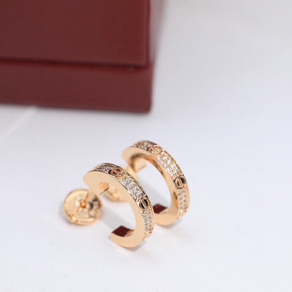 [⭐JeweliWhal]LOVE 5.5MM DIAMOND PAVED EARRINGS