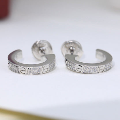 [⭐JeweliWhal]LOVE 5.5MM DIAMOND PAVED EARRINGS