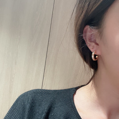 [⭐JeweliWhal]LOVE 5.5MM DIAMOND PAVED EARRINGS