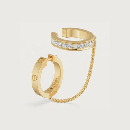 [⭐JeweliWhal]LOVE 3.0MM HALF DIAMOND EARRINGS
