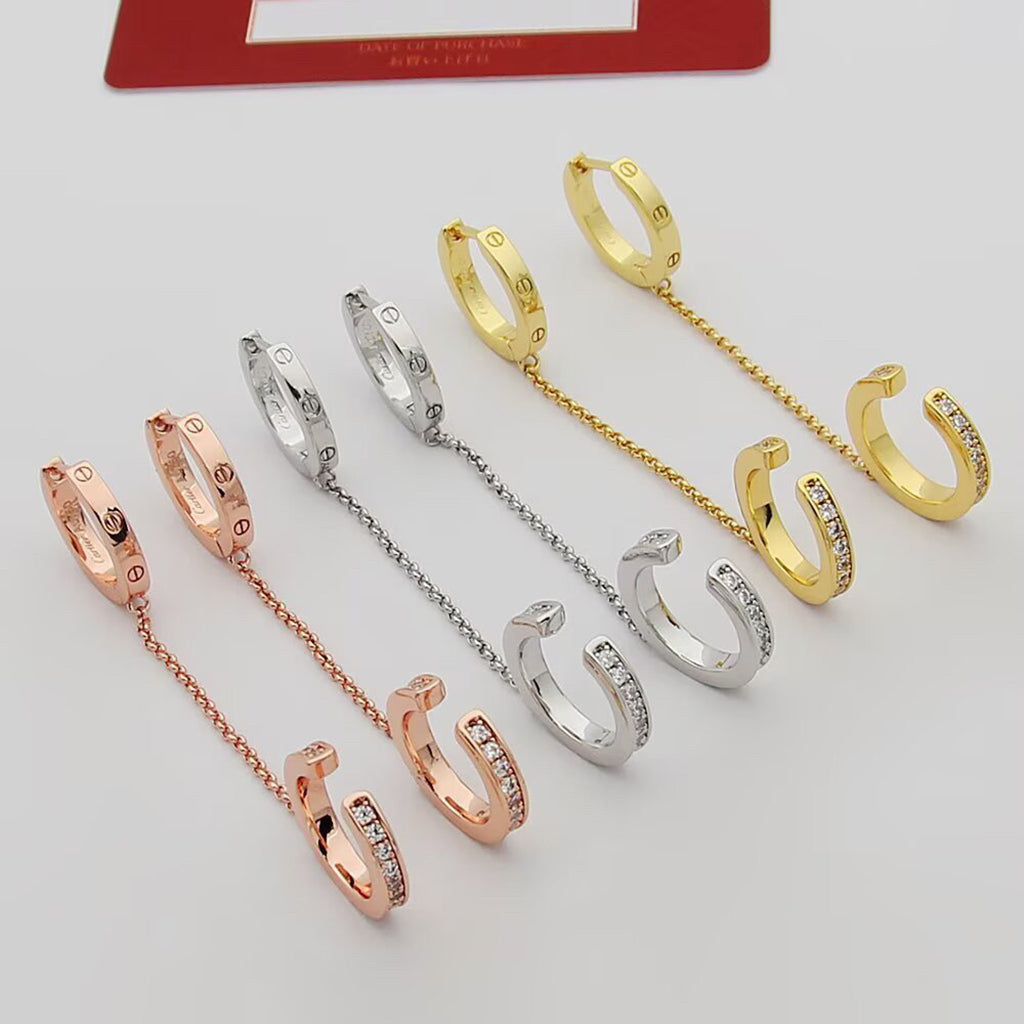 [⭐JeweliWhal]LOVE 3.0MM HALF DIAMOND EARRINGS