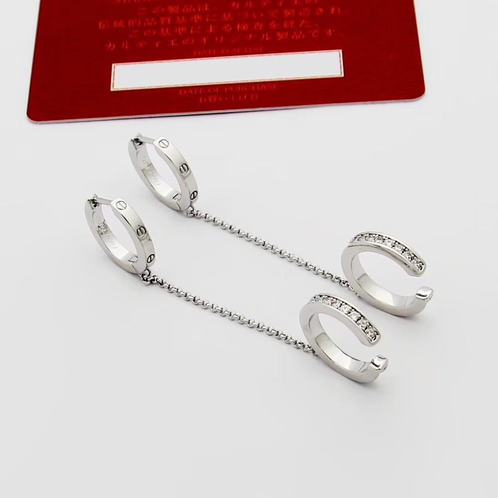 [⭐JeweliWhal]LOVE 3.0MM HALF DIAMOND EARRINGS