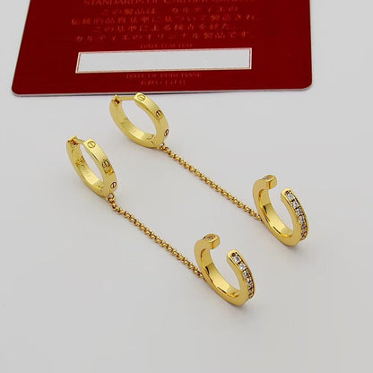 [⭐JeweliWhal]LOVE 3.0MM HALF DIAMOND EARRINGS