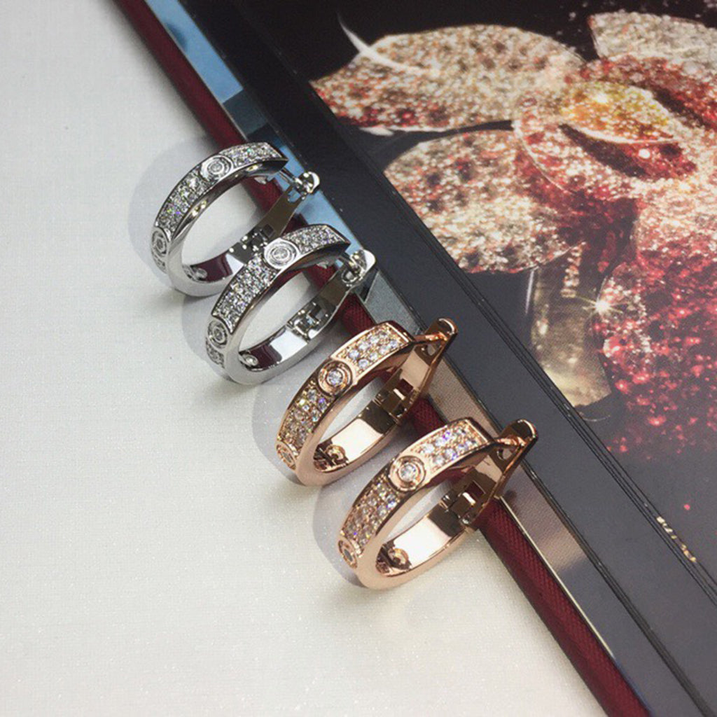 [⭐JeweliWhal]LOVE 5.5MM DIAMOND PAVED EARRINGS
