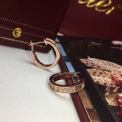 [⭐JeweliWhal]LOVE 5.5MM DIAMOND PAVED EARRINGS