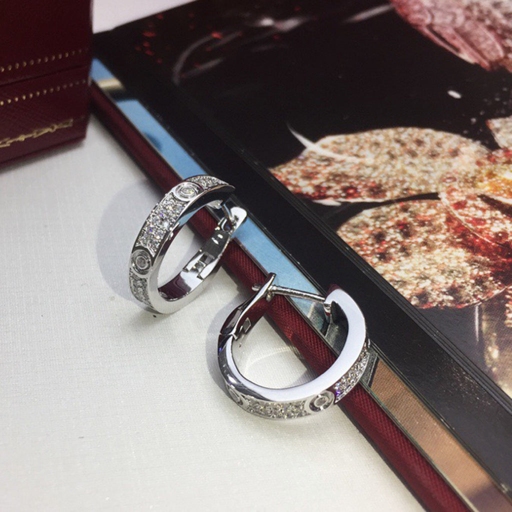 [⭐JeweliWhal]LOVE 5.5MM DIAMOND PAVED EARRINGS