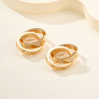[⭐JeweliWhal]LOVE 3.3MM DANGLE HALF DIAMOND EARRINGS