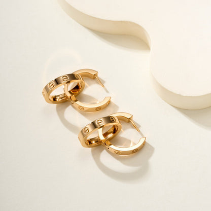 [⭐JeweliWhal]LOVE 3.3MM DANGLE HALF DIAMOND EARRINGS