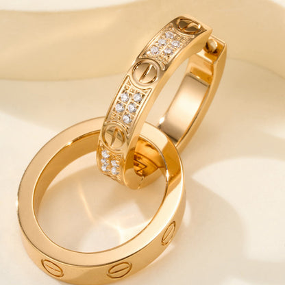 [⭐JeweliWhal]LOVE 3.3MM DANGLE HALF DIAMOND EARRINGS