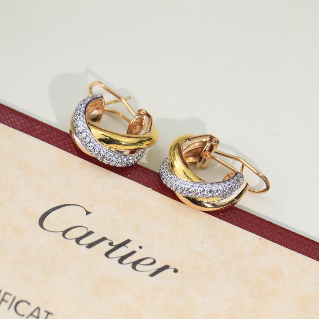 [⭐JeweliWhal]TRINITY HALF DIAMOND  CLASSIC EARRINGS