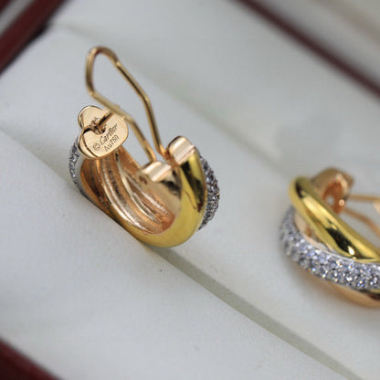 [⭐JeweliWhal]TRINITY HALF DIAMOND  CLASSIC EARRINGS