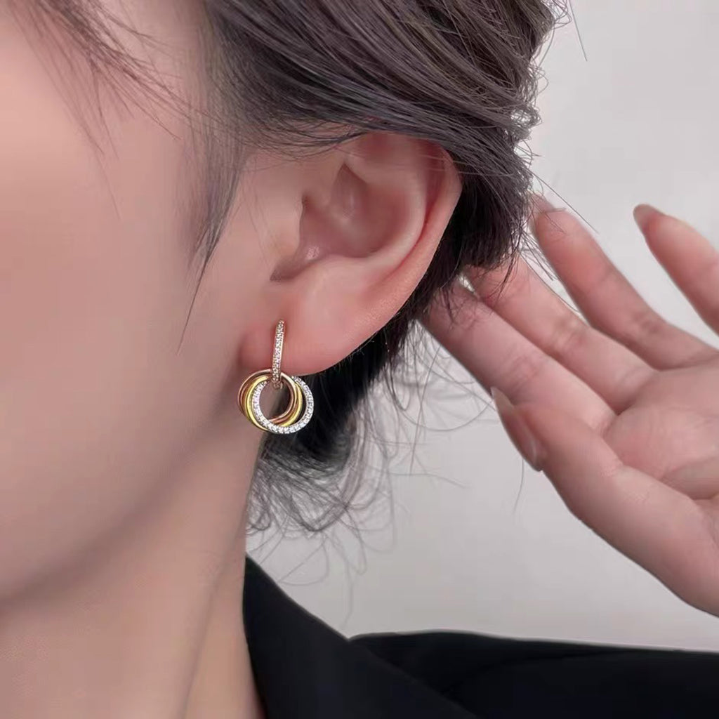 [⭐JeweliWhal]TRINITY HALF DIAMOND  EARRINGS