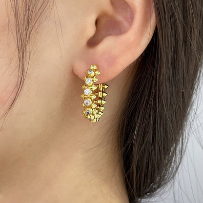 [⭐JeweliWhal]CLASH FULL DIAMOND MEDIUM EARRINGS