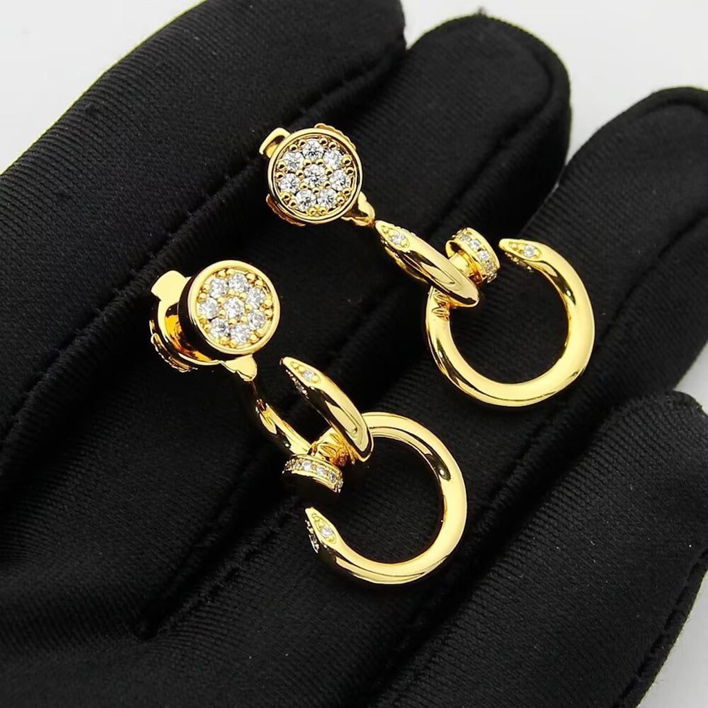 [⭐JeweliWhal]JUSTE HALF DIAMOND DOUBLE EARRINGS