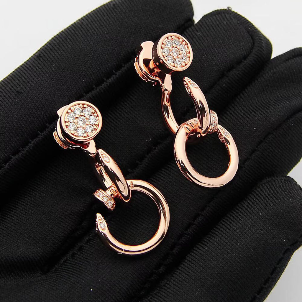 [⭐JeweliWhal]JUSTE HALF DIAMOND DOUBLE EARRINGS