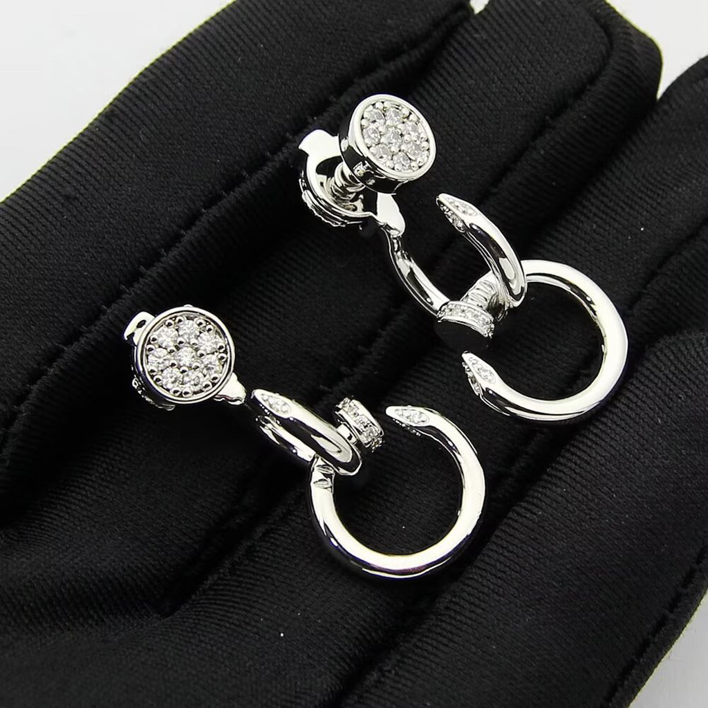 [⭐JeweliWhal]JUSTE HALF DIAMOND DOUBLE EARRINGS