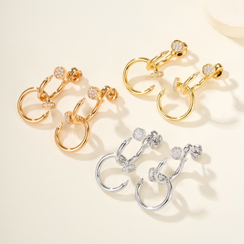[⭐JeweliWhal]JUSTE HALF DIAMOND DOUBLE EARRINGS