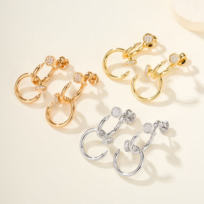 [⭐JeweliWhal]JUSTE HALF DIAMOND DOUBLE EARRINGS