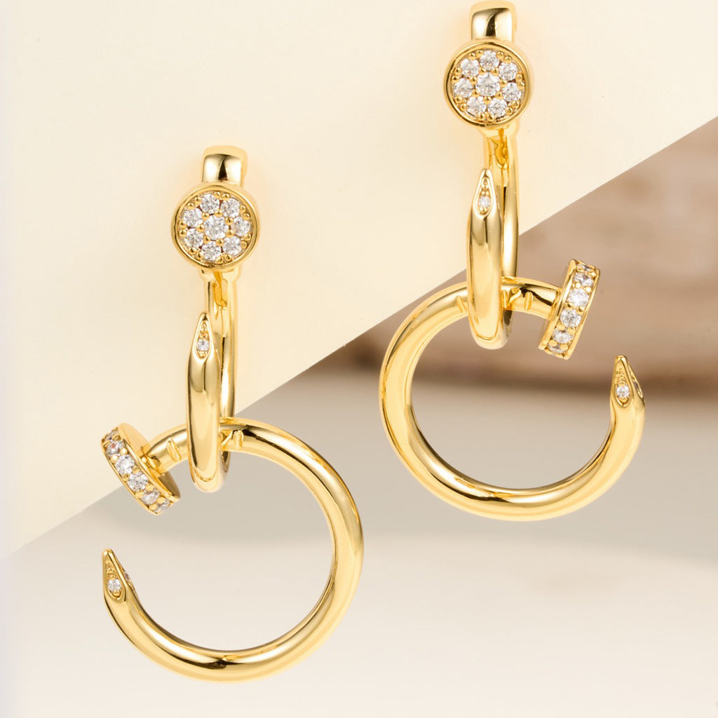 [⭐JeweliWhal]JUSTE HALF DIAMOND DOUBLE EARRINGS
