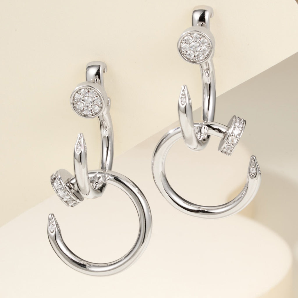 [⭐JeweliWhal]JUSTE HALF DIAMOND DOUBLE EARRINGS