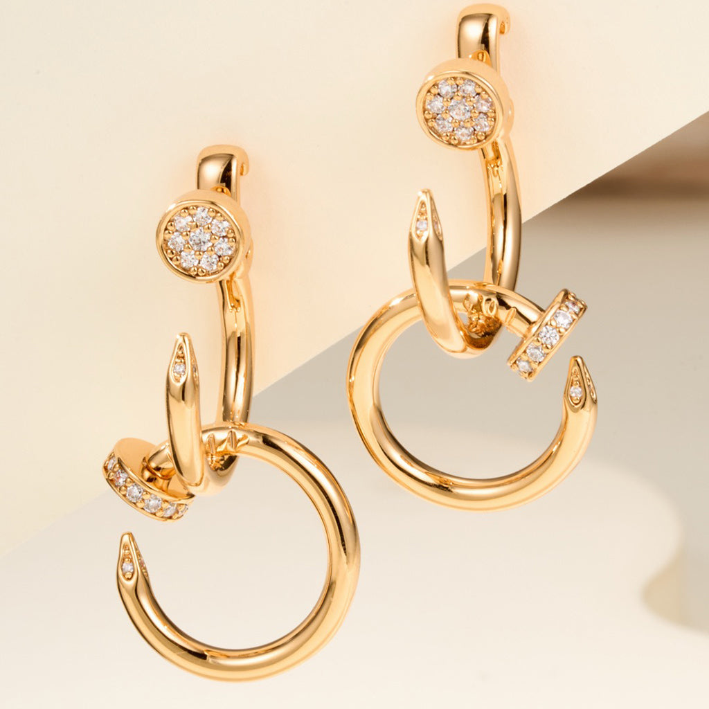 [⭐JeweliWhal]JUSTE HALF DIAMOND DOUBLE EARRINGS
