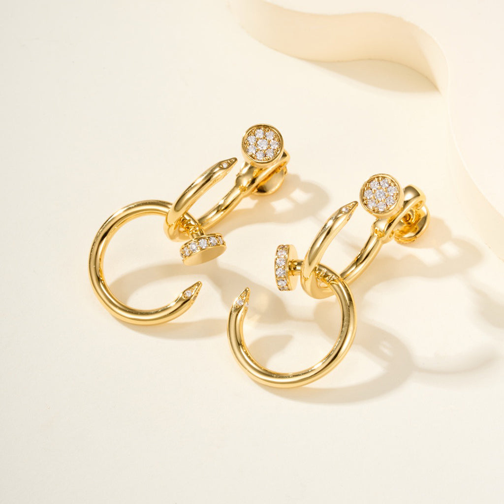 [⭐JeweliWhal]JUSTE HALF DIAMOND DOUBLE EARRINGS