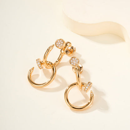 [⭐JeweliWhal]JUSTE HALF DIAMOND DOUBLE EARRINGS
