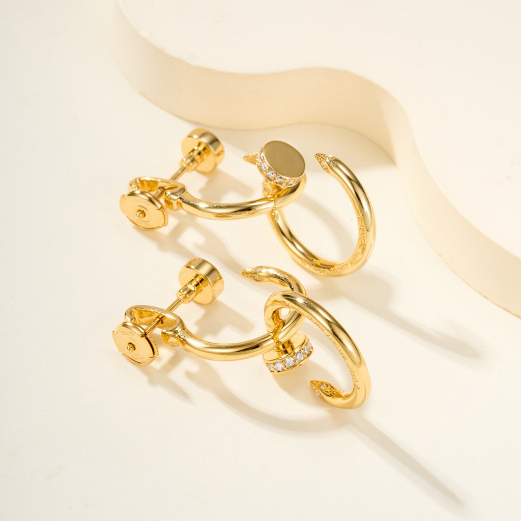 [⭐JeweliWhal]JUSTE HALF DIAMOND DOUBLE EARRINGS
