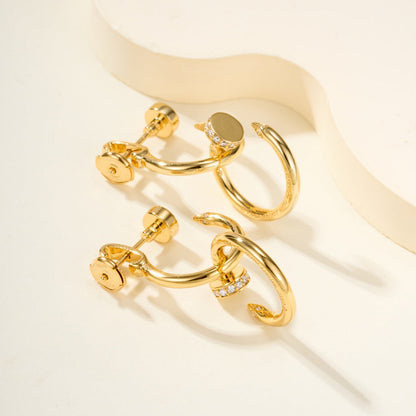 [⭐JeweliWhal]JUSTE HALF DIAMOND DOUBLE EARRINGS