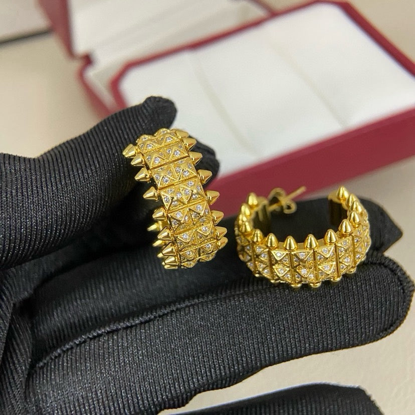[⭐JeweliWhal]CLASH 9.2MM FULL DIAMOND DOUBLE ROW EARRINGS