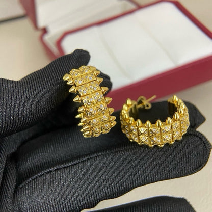 [⭐JeweliWhal]CLASH 9.2MM FULL DIAMOND DOUBLE ROW EARRINGS