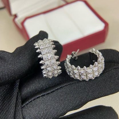[⭐JeweliWhal]CLASH 9.2MM FULL DIAMOND DOUBLE ROW EARRINGS