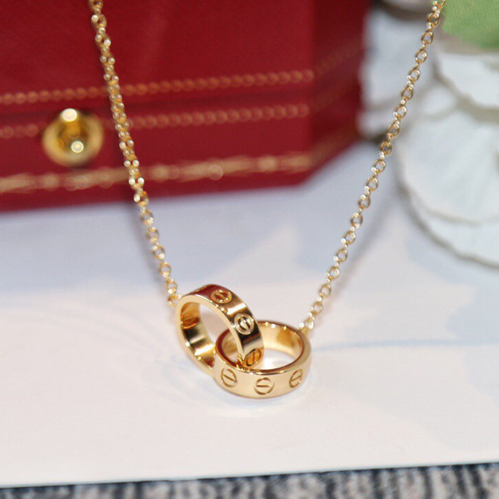 [⭐JeweliWhal]LOVE DOUBLE RING NECKLACE