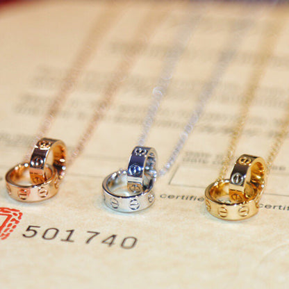 [⭐JeweliWhal]LOVE DOUBLE RING NECKLACE