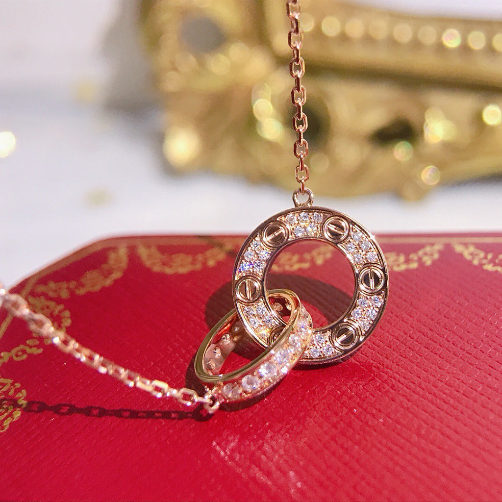[⭐JeweliWhal]LOVE  FULL DIAMOND PENDANT NECKLACE