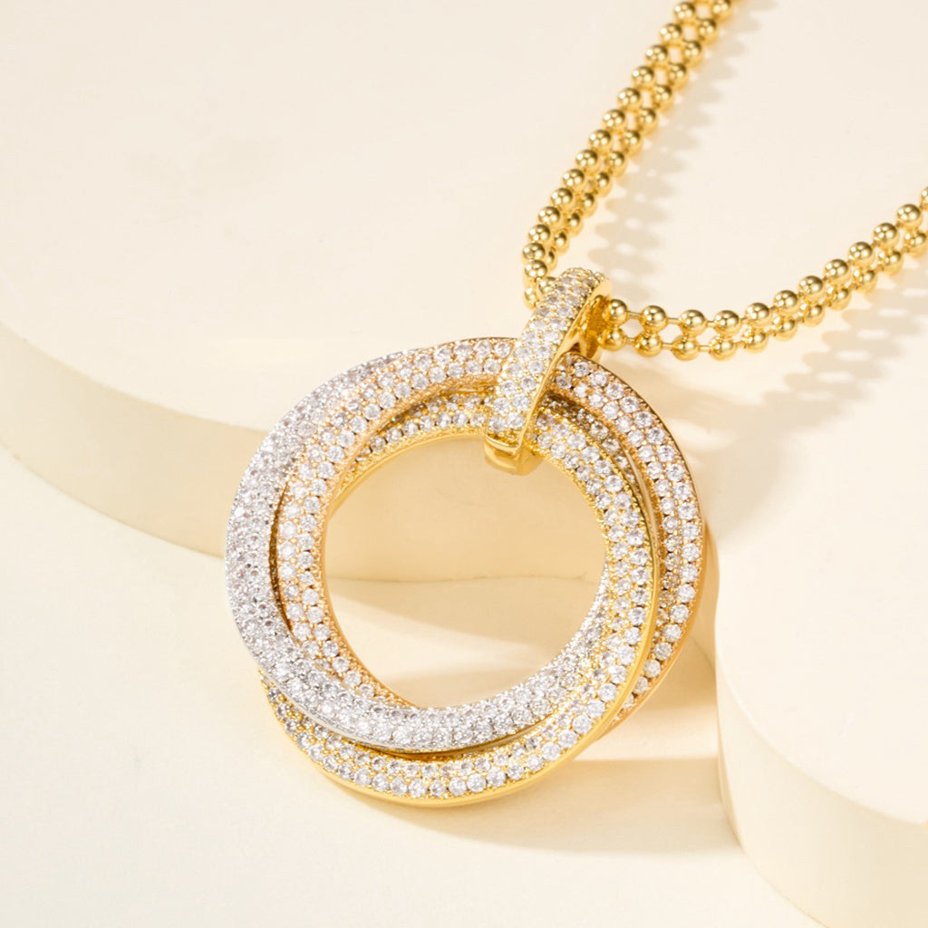 [⭐JeweliWhal]TRINITY LARGE FULL DIAMOND  NECKLACE