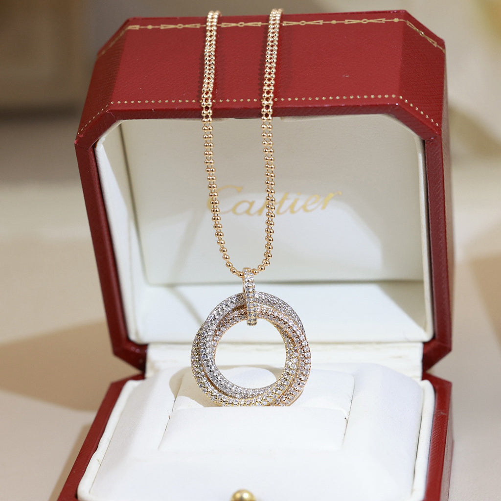 [⭐JeweliWhal]TRINITY LARGE FULL DIAMOND  NECKLACE