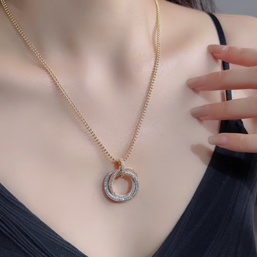 [⭐JeweliWhal]TRINITY LARGE FULL DIAMOND  NECKLACE