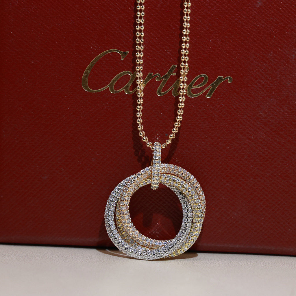 [⭐JeweliWhal]TRINITY LARGE FULL DIAMOND  NECKLACE
