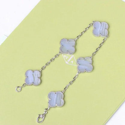 [⭐JeweliWhal] CLOVER 5 MOTIF PURPLE CHALCEDONY BRACELET COLLECTION