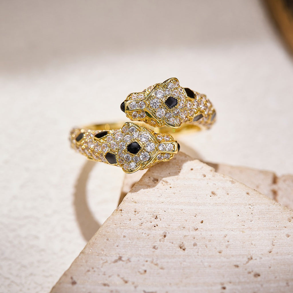 [⭐JeweliWhal]PANTHERE DOUBLE HEADED FULL DIAMOND  RING