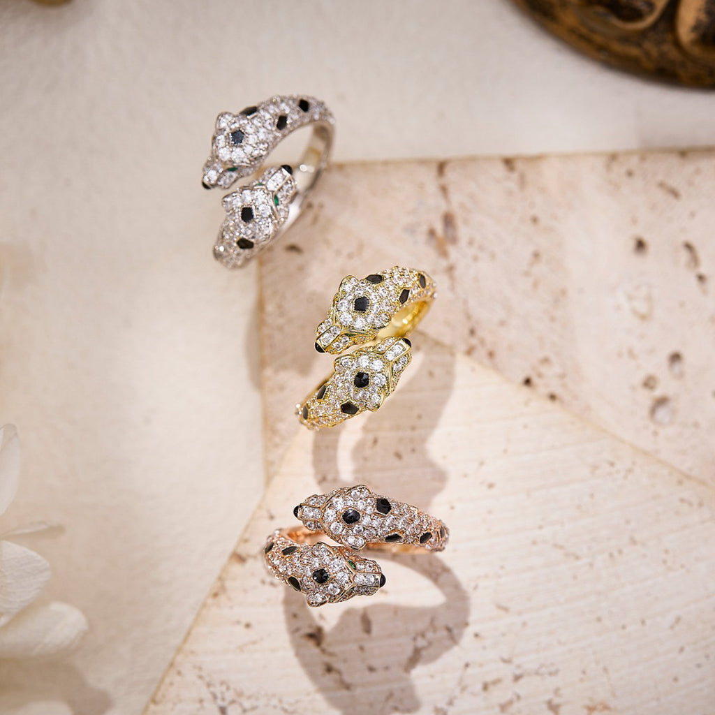 [⭐JeweliWhal]PANTHERE DOUBLE HEADED FULL DIAMOND  RING
