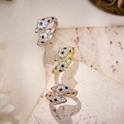 [⭐JeweliWhal]PANTHERE DOUBLE HEADED FULL DIAMOND  RING