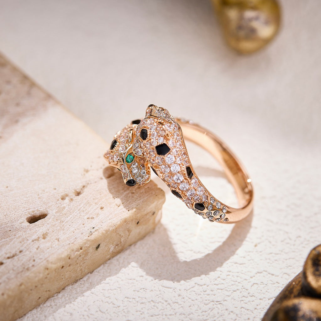 [⭐JeweliWhal]PANTHERE DOUBLE HEADED FULL DIAMOND  RING