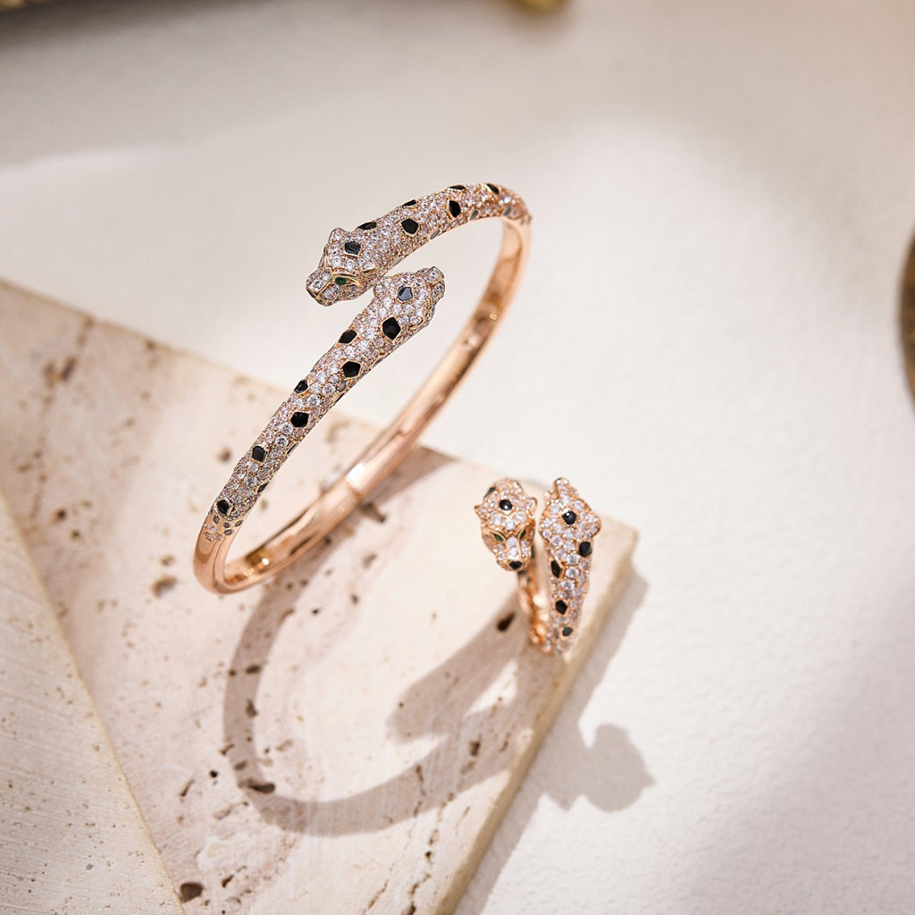 [⭐JeweliWhal]PANTHERE DOUBLE HEADED FULL DIAMOND  RING