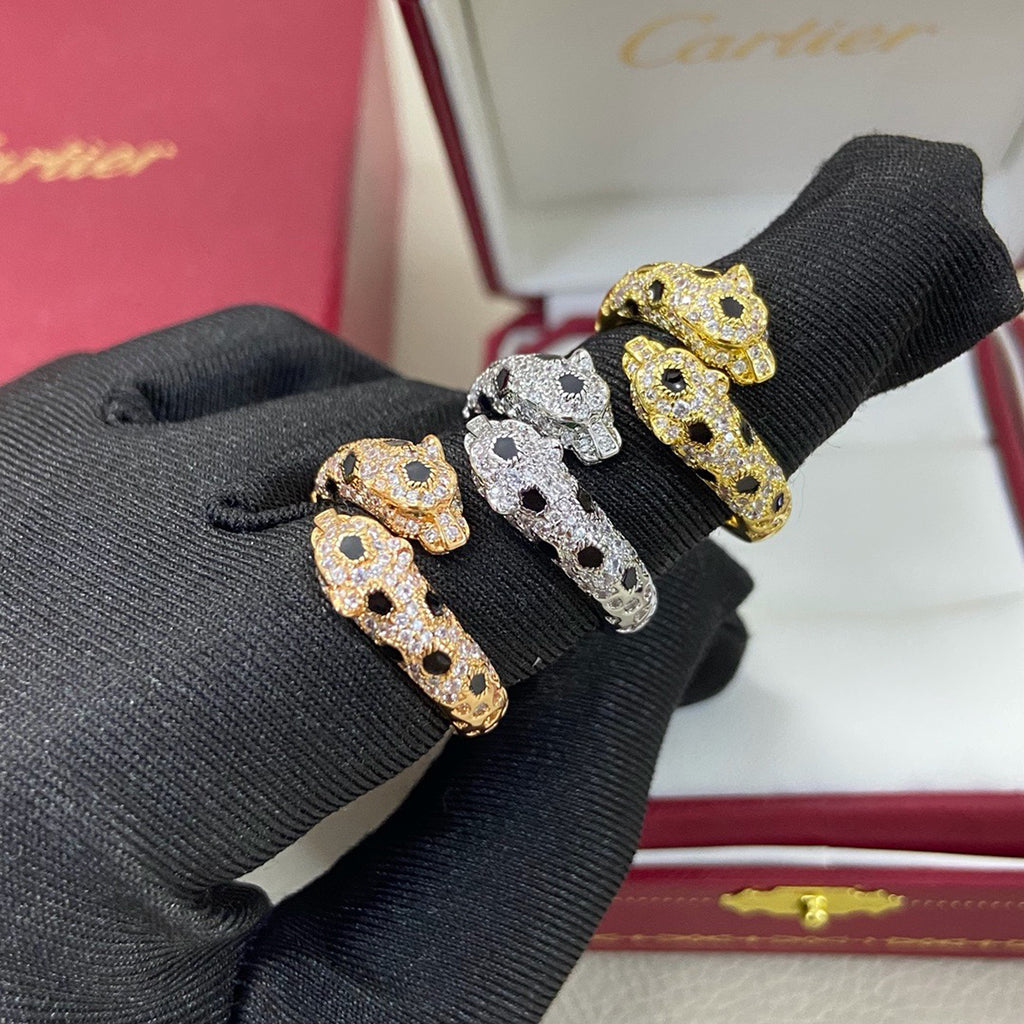 [⭐JeweliWhal]PANTHERE DOUBLE HEADED FULL DIAMOND  RING