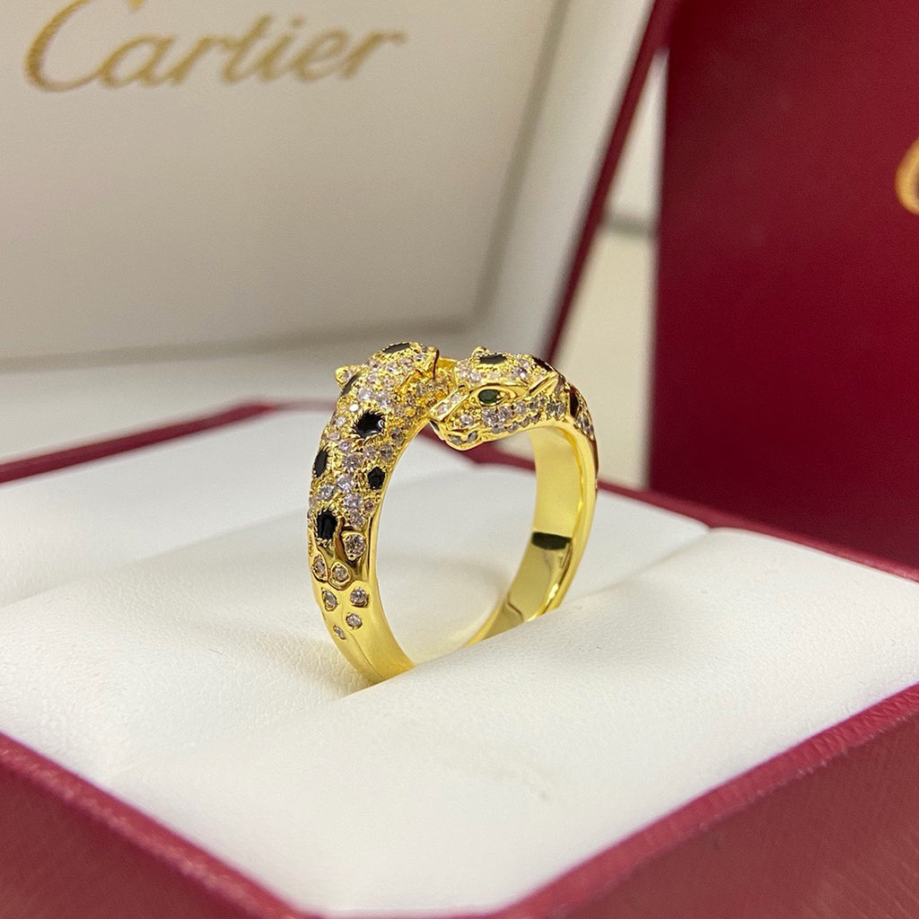 [⭐JeweliWhal]PANTHERE DOUBLE HEADED FULL DIAMOND  RING