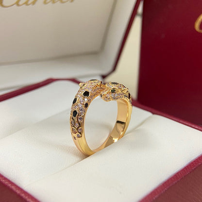 [⭐JeweliWhal]PANTHERE DOUBLE HEADED FULL DIAMOND  RING